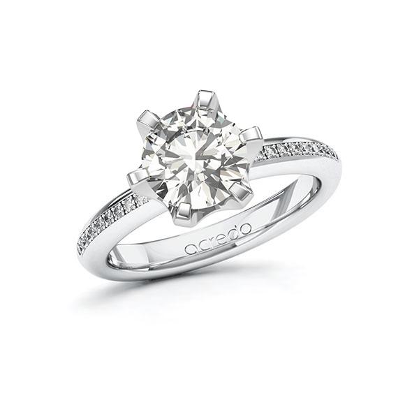 Verlobungsring in Weißgold 585 mit 2 ct. + zus. 0,09 ct. tw, vs tw, si von acredo - A-ZWHA6-WW5-1X36FEZ Verlobungsring in Weißgold 585 mit 2 ct. + zus. 0,09 ct. tw, vs tw, si von acredo - A-ZWHA6-WW5-1X36FEZ
