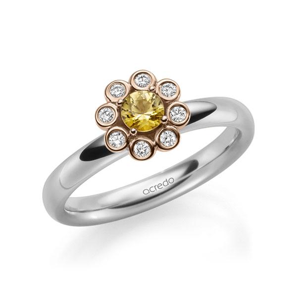 Verlobungsring in Weissgold 585 Rotgold 585 mit zus. 0,37 ct. Brillant Saphir Gelb (A 8) tw, si von acredo - A-1392NM-WR5-1WQ25KZ Verlobungsring in Weissgold 585 Rotgold 585 mit zus. 0,37 ct. Brillant Saphir Gelb (A 8) tw, si von acredo - A-1392NM-WR5-1WQ25KZ