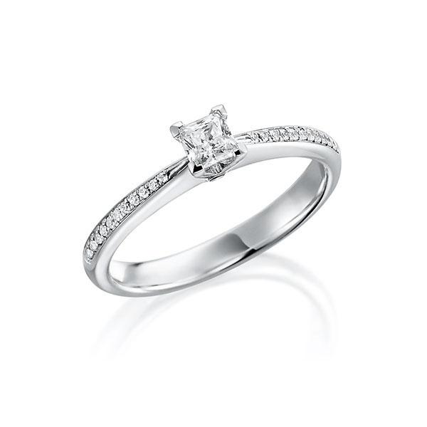 Verlobungsring in Weißgold 750 mit zus. 0,32 ct. Prinzess-Diamant tw, si tw, vs von Steinberg - Q-TLEDW-W7-1EBZJ6Z Verlobungsring in Weißgold 750 mit zus. 0,32 ct. Prinzess-Diamant tw, si tw, vs von Steinberg - Q-TLEDW-W7-1EBZJ6Z