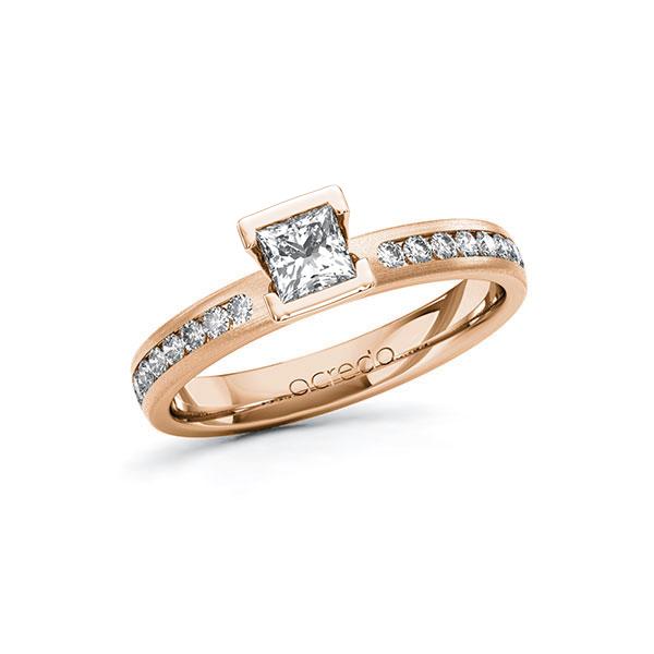 Verlovingsring in roodgoud 14 kt. met 0,4 ct. + in totaal 0,24 ct. Princess-Diamant tw,vs tw/si van acredo - A-10FQCP-RR5-1R9YVAZ Verlovingsring in roodgoud 14 kt. met 0,4 ct. + in totaal 0,24 ct. Princess-Diamant tw,vs tw/si van acredo - A-10FQCP-RR5-1R9YVAZ