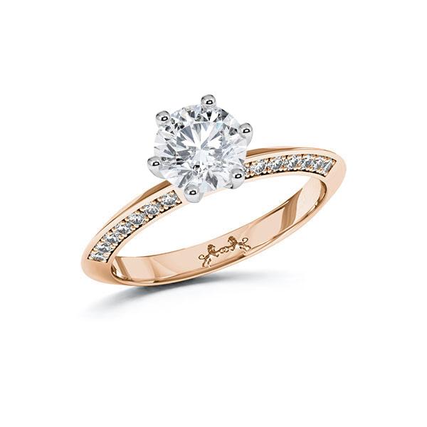 Verlovingsring in roodgoud 14 kt. witgoud 18 kt. met 0,5 ct. + in totaal 0,14 ct. Briljant tw/si van Steinberg - Q-ZT295-R5-1RSQNCZ Verlovingsring in roodgoud 14 kt. witgoud 18 kt. met 0,5 ct. + in totaal 0,14 ct. Briljant tw/si van Steinberg - Q-ZT295-R5-1RSQNCZ