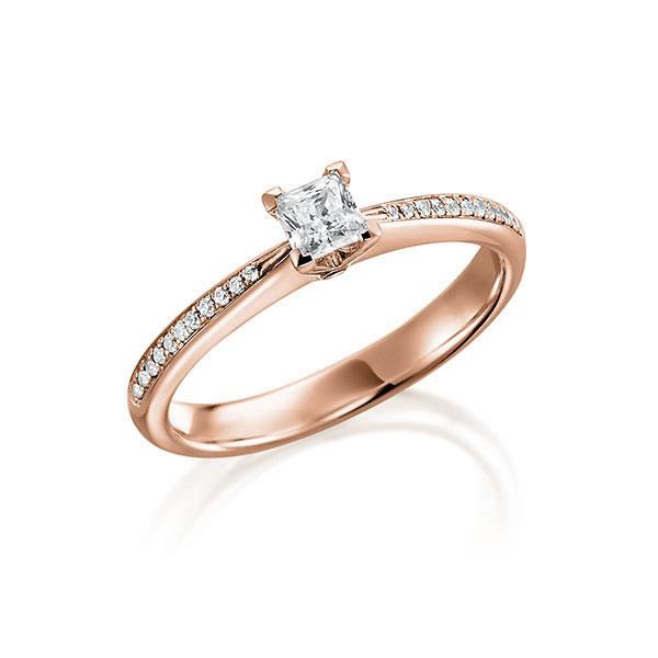 Verlovingsring in roodgoud 18 kt. met in totaal 0,32 ct. Princess-Diamant tw,vs van Steinberg - Q-TLEEG-R7-1E5BWWZ Verlovingsring in roodgoud 18 kt. met in totaal 0,32 ct. Princess-Diamant tw,vs van Steinberg - Q-TLEEG-R7-1E5BWWZ