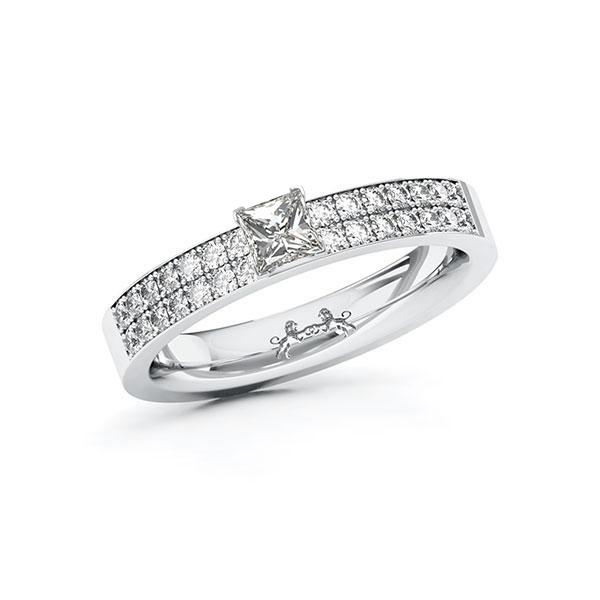 Verlovingsring in witgoud 14 kt. met 0,3 ct. + in totaal 0,28 ct. Princess-Diamant tw,vs tw/si van Steinberg - Q-10AQ5H-W5-1QLJ64Z Verlovingsring in witgoud 14 kt. met 0,3 ct. + in totaal 0,28 ct. Princess-Diamant tw,vs tw/si van Steinberg - Q-10AQ5H-W5-1QLJ64Z