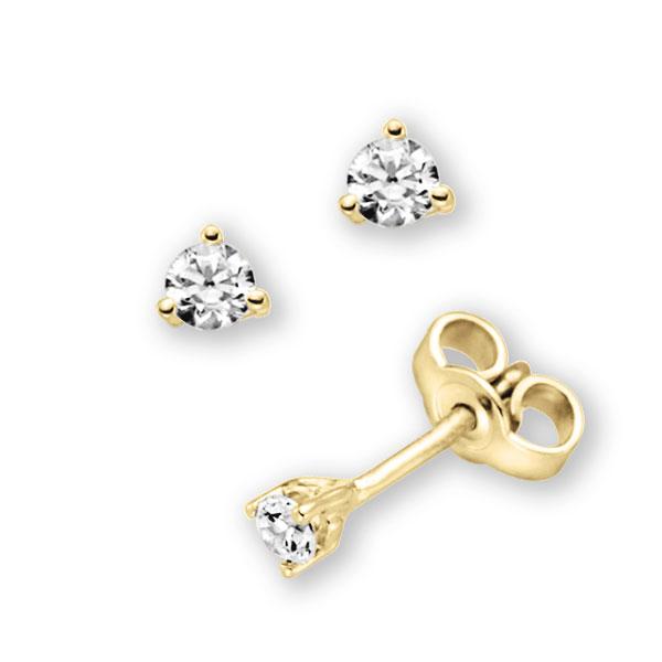 3 Krappen, Ohrstecker In Weißgold 585 Mit Zus. 0,5 Ct