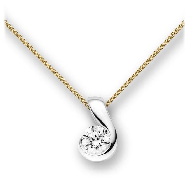 Collier in Gelbgold 585 Weißgold 585 mit 1 ct. Brillant tw, vs von acredo - A-10M6KA-GW5-1IVFT1Z
