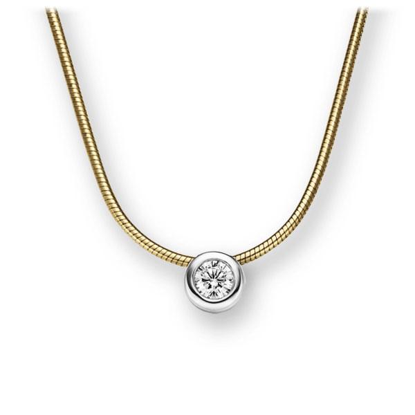 Collier in Gelbgold 585 Weißgold 585 mit zus. 0,1 ct. Brillant tw, vs von 123GOLD - E-2TWY3-GW5-1Z8K4Z