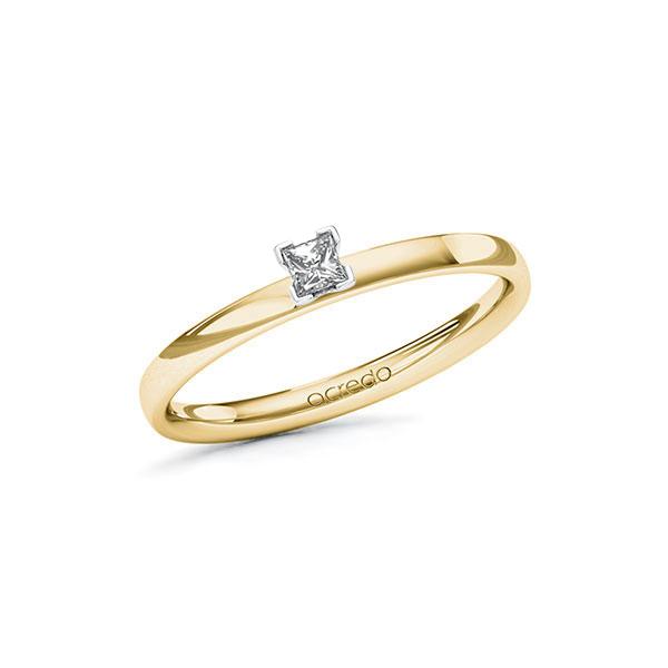 Verlobungsring in Gelbgold 585 Weißgold 585 mit zus. 0,1 ct. Prinzess-Diamant tw, vs von acredo - A-13MZ3W-GW5-1QLNHLZ