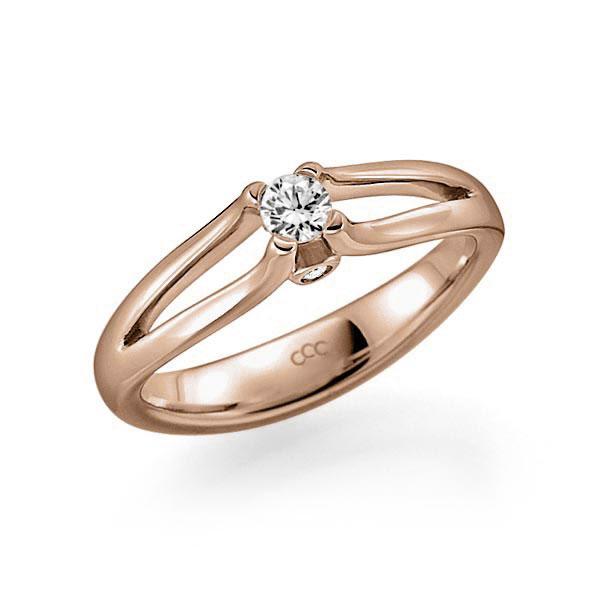Verlobungsring in Rotgold 585 mit zus. 0,15 ct. beidseitiger seitlicher Brillantbesatz 2x 0,015ct Brillant tw, vs tw, si von acredo - A-10L1QR-R5-N3TMBZ